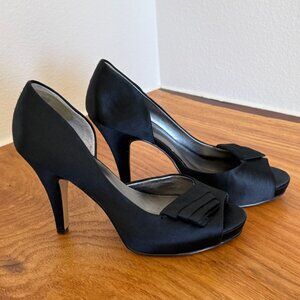 Nine West Satin Peep Toe Heels, Size 7M